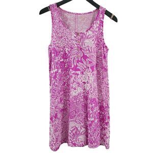 Lilly Pulitzer Lela Henley Tank Dress Sz S Pink White‎ Floral Beachy